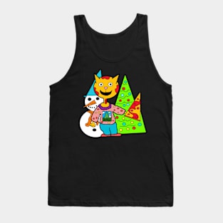 my cat loves Christmas with pizza Tank Top